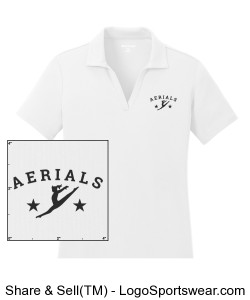 Ladies Aerials Logo Split Collar Polo - White Design Zoom
